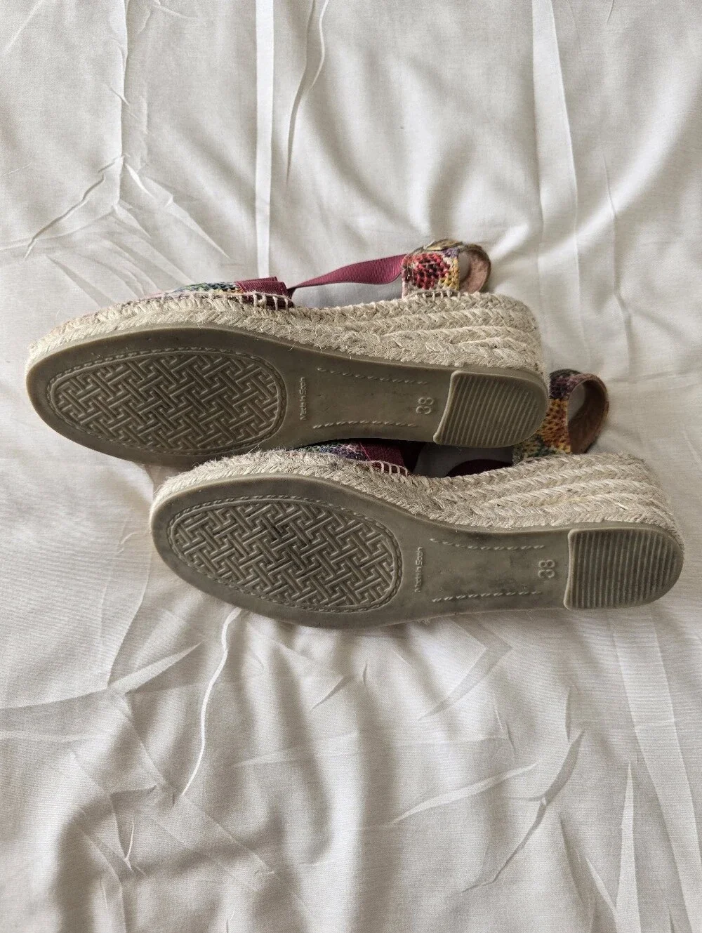 TONI PONS Multicolor Woven Floral Espadrille Wedge Sandals 7.5-8 (EU 38) - EUC